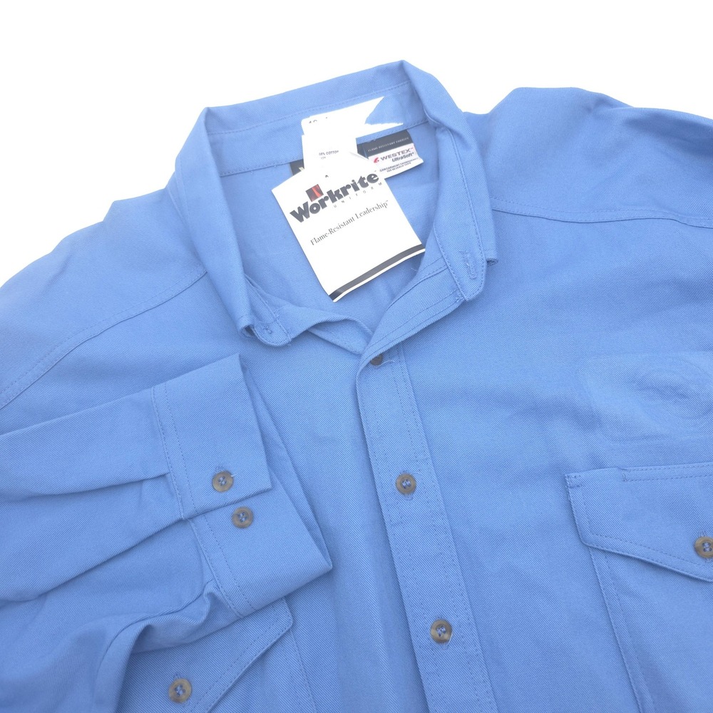 Workrite FR Shirt Mens 4XL Blue Flame Resistant Westex UltraSoft 298UT70 MB HRC2